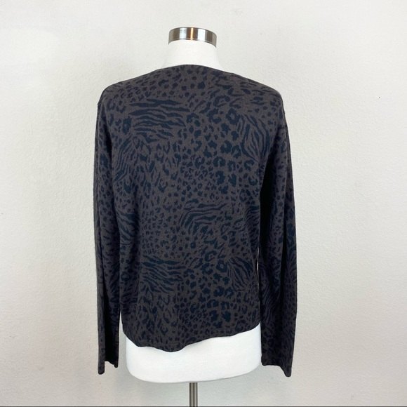Nina Leonard Jungle Print Cardigan Sweater - Picture 3 of 8